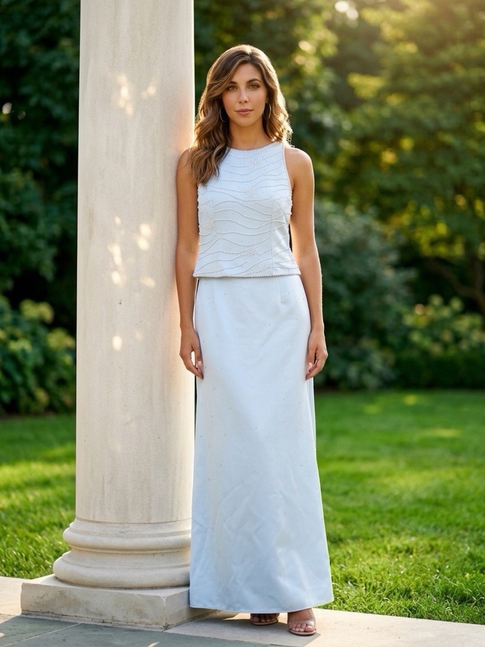 Gorgeous Zola Evening Light Blue Beaded‎ Two-Piece Formal Gown Size 10